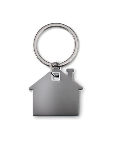 Porte-clés Publicitaire en forme de maison - IMBA Matières : acier inoxydable Couleurs : blanc objet promotionnel éco-responsabl