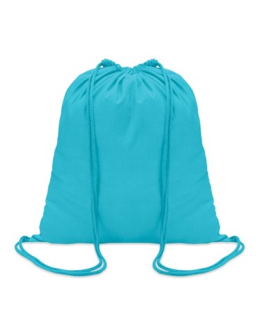 Sac à cordon en coton coloré personnalisé - Cadeau publicitaire Matières : coton Couleurs : turquoise impression haute définitio