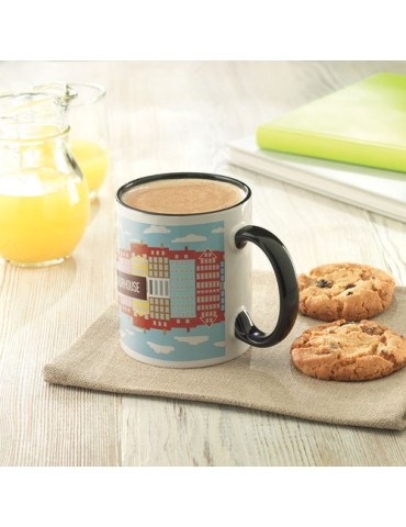 Mug Coloré Personnalisé Unique - Sublimcoly Matières : grès Couleurs : noir marquage couleur éclatante