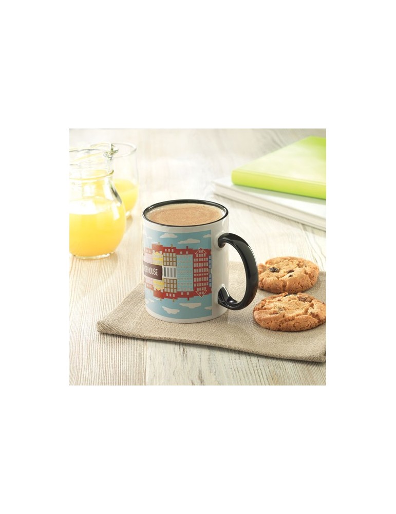 Mug Coloré Personnalisé Unique - Sublimcoly Matières : grès Couleurs : noir marquage couleur éclatante