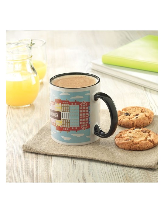 Mug Coloré Personnalisé Unique - Sublimcoly Matières : grès Couleurs : noir marquage couleur éclatante