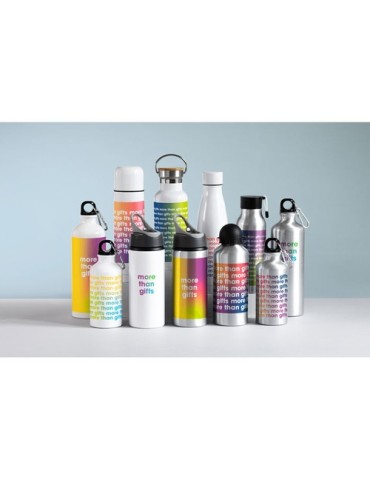Bouteille isotherme personnalisée double paroi 500ml - CHAN Matières : acier inoxydable Couleurs : titane marquage couleur éclat