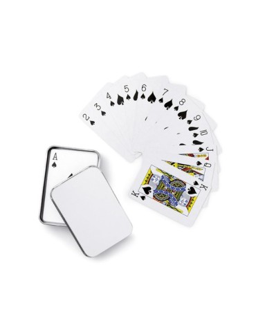Cartes à jouer personnalisables en boîte en étain AMIGO Matières : papier Couleurs : argenté mat 2