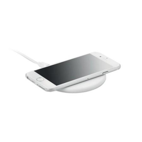 Chargeur sans fil  en ABS recyclé - TWING Matières : ABS recyclé Couleurs : blanc cadeau entreprise pas cher