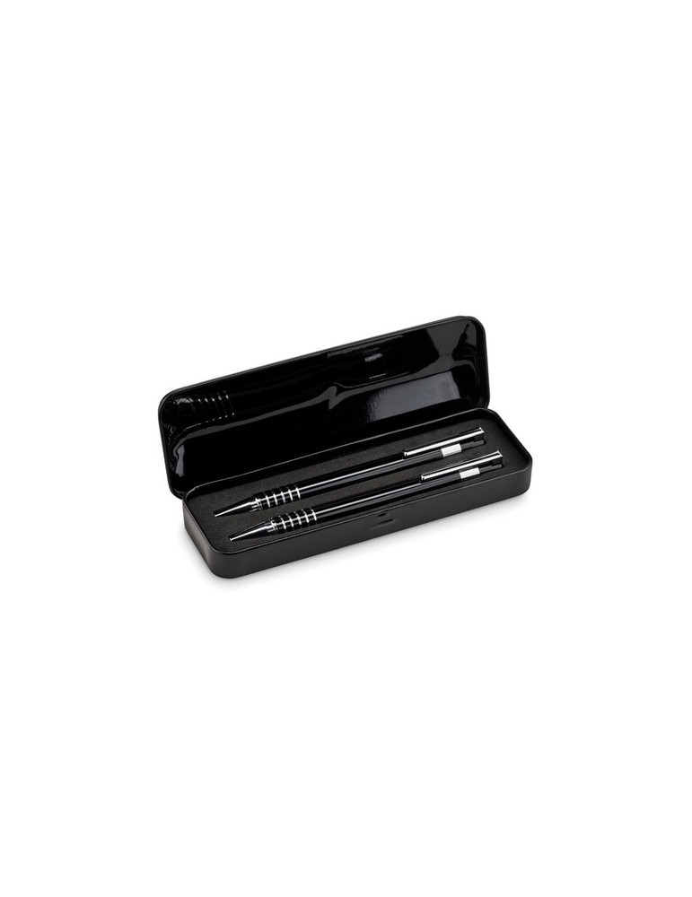 Set de stylos billes s avec étui en métal ALUCOLOR Matières : métal Couleurs : noir