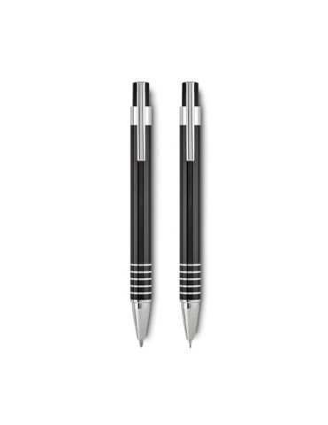 Set de stylos billes s avec étui en métal ALUCOLOR Matières : métal Couleurs : noir cadeau entreprise pas cher