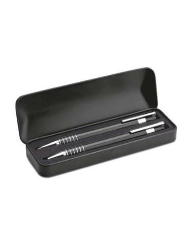 Set de stylos billes s avec étui en métal ALUCOLOR Matières : métal Couleurs : noir impression haute définition