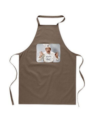 Tablier de Cuisine Personnalisable en Coton - KITAB Matières : coton Couleurs : taupe personnalisation sur mesure