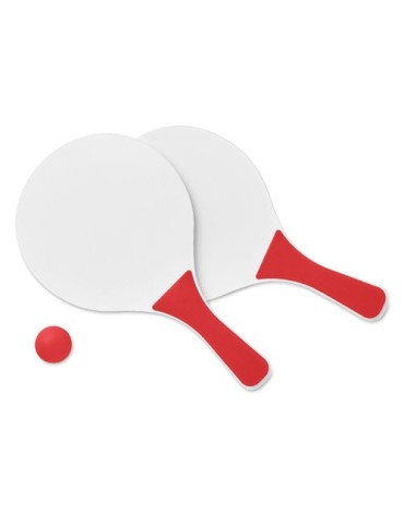 Set de Tennis de Plage Personnalisé MINI MATCH - Idéal comme Cadeau pas cher Matières : MDF Couleurs : rouge objet promotionnel 