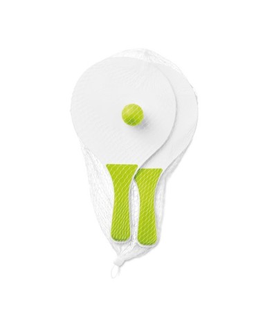 Set de Tennis de Plage Personnalisé MINI MATCH - Idéal comme Cadeau pas cher Matières : MDF Couleurs : vert citron goodies publi