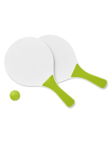 Set de Tennis de Plage Personnalisé MINI MATCH - Idéal comme Cadeau pas cher Matières : MDF Couleurs : vert citron livraison exp