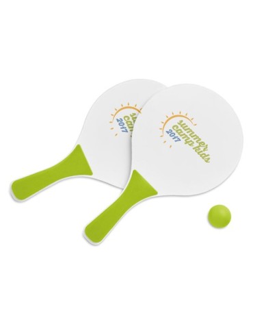 Set de Tennis de Plage Personnalisé MINI MATCH - Idéal comme Cadeau pas cher Matières : MDF Couleurs : vert citron accessoire év