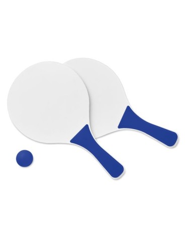Set de Tennis de Plage Personnalisé MINI MATCH - Idéal comme Cadeau pas cher Matières : MDF Couleurs : bleu royal marquage laser