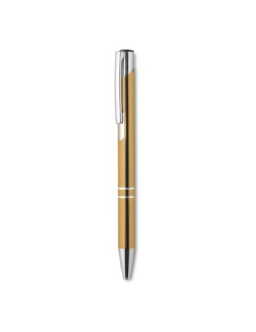 Stylo-poussoir personnalisé élégant à encre noire BERN Matières : aluminium Couleurs : doré goodies personnalisé en stock