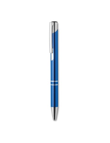 Stylo-poussoir personnalisé élégant à encre noire BERN Matières : aluminium Couleurs : bleu royal marquage couleur éclatante