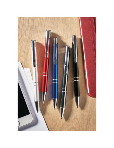 Stylo-poussoir personnalisé élégant à encre noire BERN Matières : aluminium Couleurs : titane personnalisation sur mesure