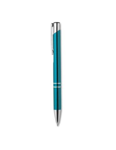 Stylo-poussoir personnalisé élégant à encre noire BERN Matières : aluminium Couleurs : turquoise personnalisable avec votre logo