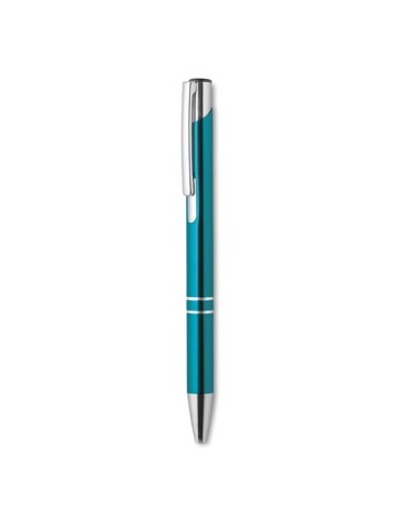 Stylo-poussoir personnalisé élégant à encre noire BERN Matières : aluminium Couleurs : turquoise accessoire événementiel unique