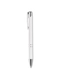 Stylo-poussoir personnalisé élégant à encre noire BERN Matières : aluminium Couleurs : blanc marquage laser ultra précis