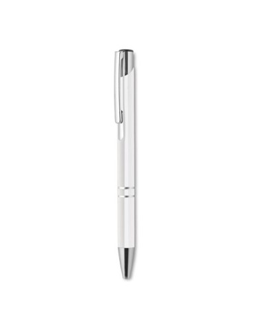 Stylo-poussoir personnalisé élégant à encre noire BERN Matières : aluminium Couleurs : blanc personnalisation rapide en France