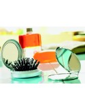 Brosse/Miroir pliable pratique personnalisé pas cher - B BEAUTY Matières : ABS Couleurs : argenté goodies publicitaire événement