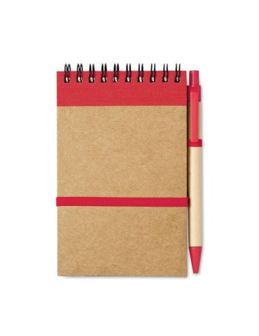 Bloc-notes  recyclé et pratique personnalisable - SONORA Matières : papier recyclé Couleurs : rouge marquage laser ultra précis