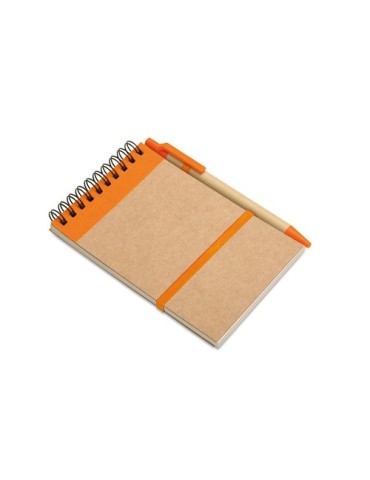 Bloc-notes  recyclé et pratique personnalisable - SONORA Matières : papier recyclé Couleurs : orange personnalisable avec votre 