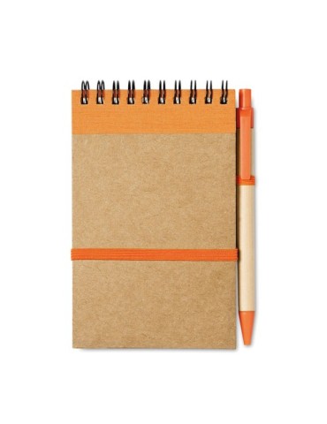 Bloc-notes  recyclé et pratique personnalisable - SONORA Matières : papier recyclé Couleurs : orange objet publicitaire robuste