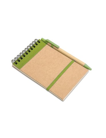 Bloc-notes  recyclé et pratique personnalisable - SONORA Matières : papier recyclé Couleurs : vert citron impression haute défin
