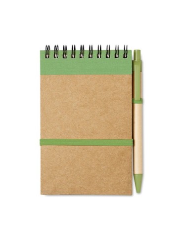 Bloc-notes  recyclé et pratique personnalisable - SONORA Matières : papier recyclé Couleurs : vert citron personnalisation rapid