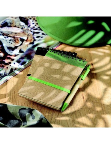 Bloc-notes  recyclé et pratique personnalisable - SONORA Matières : papier recyclé Couleurs : vert citron accessoire événementie