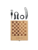 Set à vin  et jeu d'échecs personnalisable - CHESSET Matières : bambou Couleurs : bois cadeau entreprise pas cher