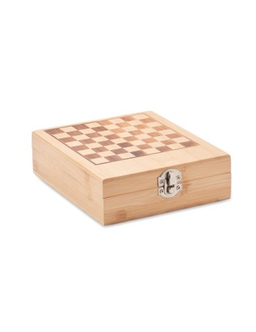 Set à vin  et jeu d'échecs personnalisable - CHESSET Matières : bambou Couleurs : bois impression haute définition