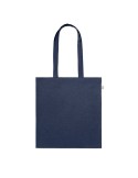 Sac shopping  en coton recyclé personnalisé - VIVEKA COLOUR Matières : coton recyclé Couleurs : bleu objet promotionnel éco-resp