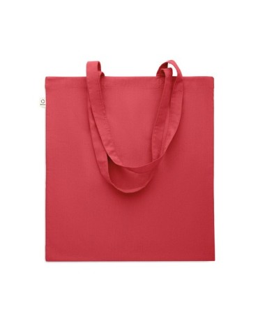 Sac shopping  en coton recyclé personnalisé - VIVEKA COLOUR Matières : coton recyclé Couleurs : rouge cadeau affaires élégant