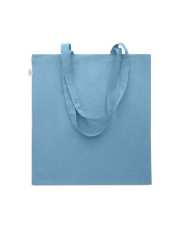 Sac shopping  en coton recyclé personnalisé - VIVEKA COLOUR Matières : coton recyclé Couleurs : bleu pétrole marquage couleur éc
