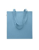 Sac shopping  en coton recyclé personnalisé - VIVEKA COLOUR Matières : coton recyclé Couleurs : bleu pétrole marquage couleur éc