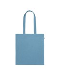 Sac shopping  en coton recyclé personnalisé - VIVEKA COLOUR Matières : coton recyclé Couleurs : bleu pétrole marquage laser ultr