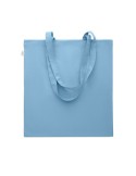 Sac shopping  en coton recyclé personnalisé - VIVEKA COLOUR Matières : coton recyclé Couleurs : bleu pétrole impression logo hau