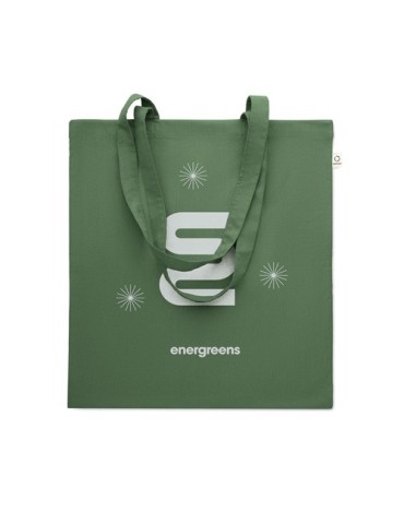 Sac shopping  en coton recyclé personnalisé - VIVEKA COLOUR Matières : coton recyclé Couleurs : vert foncé personnalisable avec 