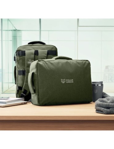 Sac à dos  pour portable 15" - LAUGAR Matières : PET recyclé Couleurs : vert armée goodies personnalisé en stock
