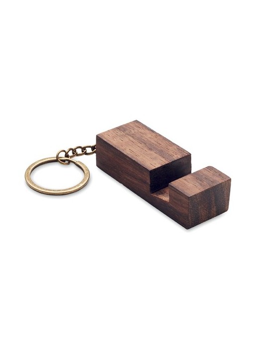 Porte-clés Support Téléphone en Bois de Noyer