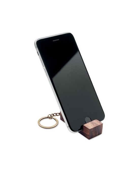 Porte-clés Support Téléphone en Bois de Noyer