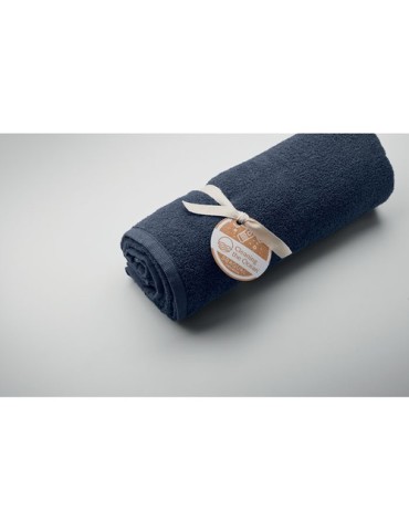 Serviette  personnalisée 100x170cm - SEAQUAL® Matières : coton recyclé Couleurs : bleu cadeau affaires élégant