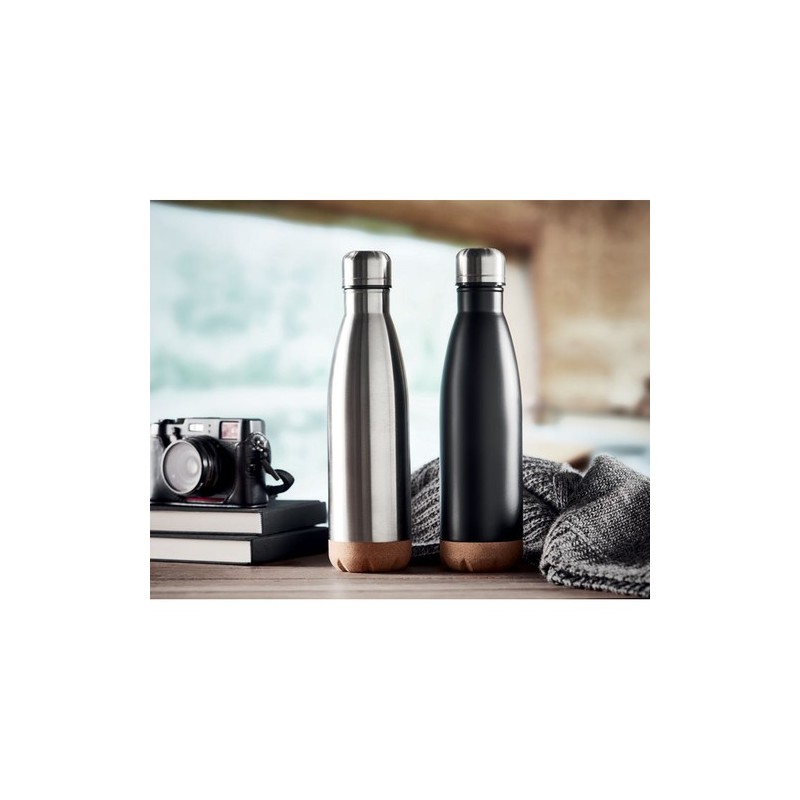 Bouteille isotherme double paroi  de 500 ml en acier inoxydable - ASPEN CORK Matières : acier inoxydable Couleurs : argenté mat 