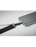 Sangle personnalisée en polyester pour téléphone CELESTE Matières : PET Couleurs : noir personnalisable avec votre logo