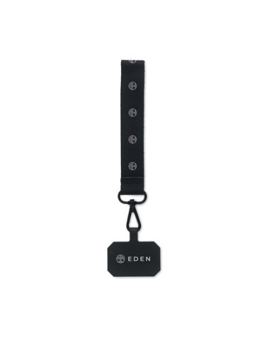 Sangle personnalisée en polyester pour téléphone CELESTE Matières : PET Couleurs : noir impression haute définition