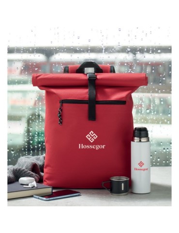 Sac à dos enroulable personnalisé idéal - IREA Matières : PET Couleurs : rouge objet publicitaire robuste