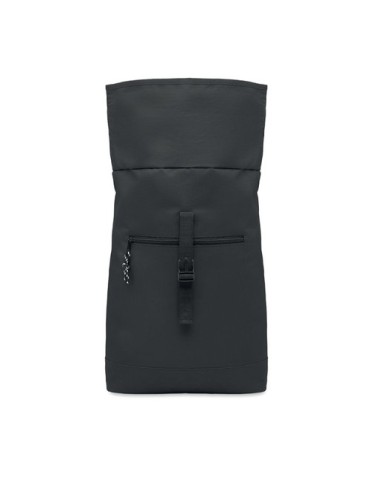 Sac à dos enroulable personnalisé idéal - IREA Matières : PET Couleurs : noir marquage couleur éclatante