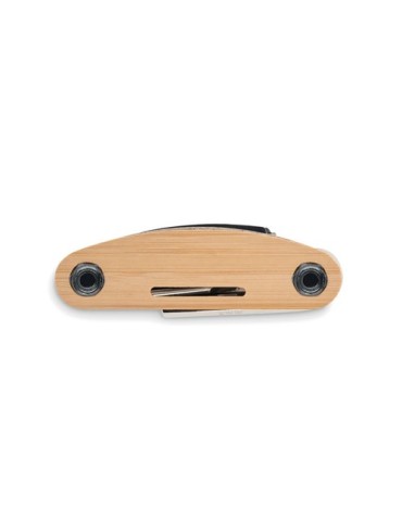 Pochette  et pratique multi outils en bambou - personnalisée MANO Matières : bambou Couleurs : bois goodies publicitaire événeme